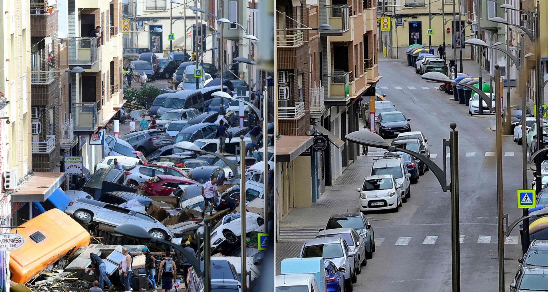 Las imágenes del antes y después de las zonas afectadas por la dana en Valencia