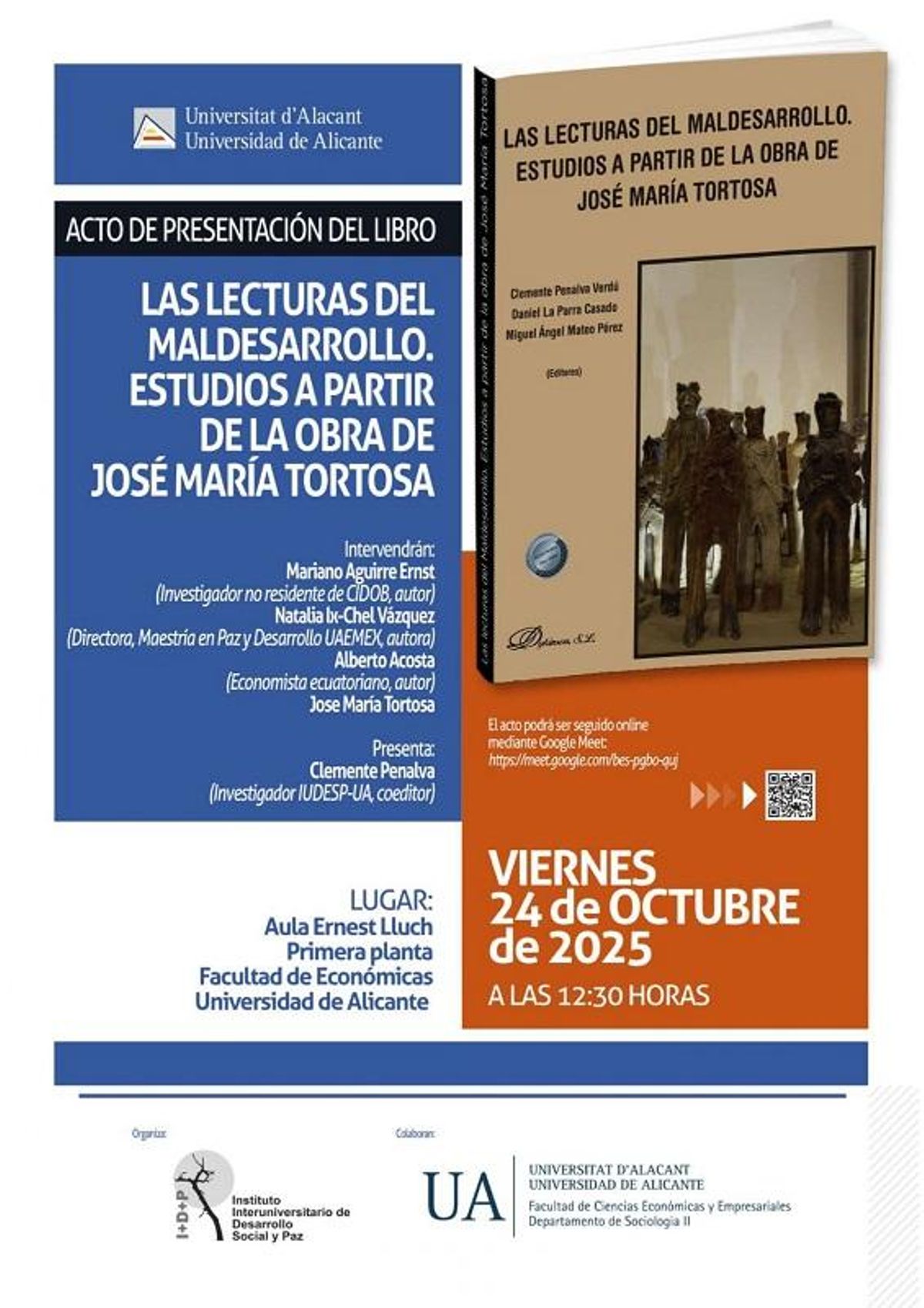 El cartel de presentación del libro de José María Tortosa en la UA