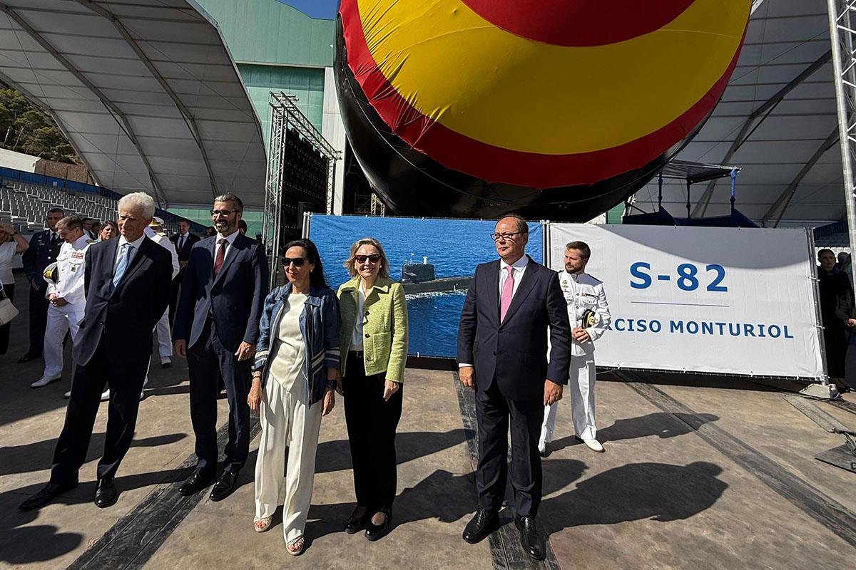 La ministra de Defensa, Margarita Robles, durante el acto en las instalaciones de Navantia, en Cartagena (Murcia)