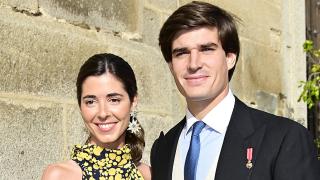 Carlos Fitz-James Stuart y Belén Corsini en una boda en Ávila.
