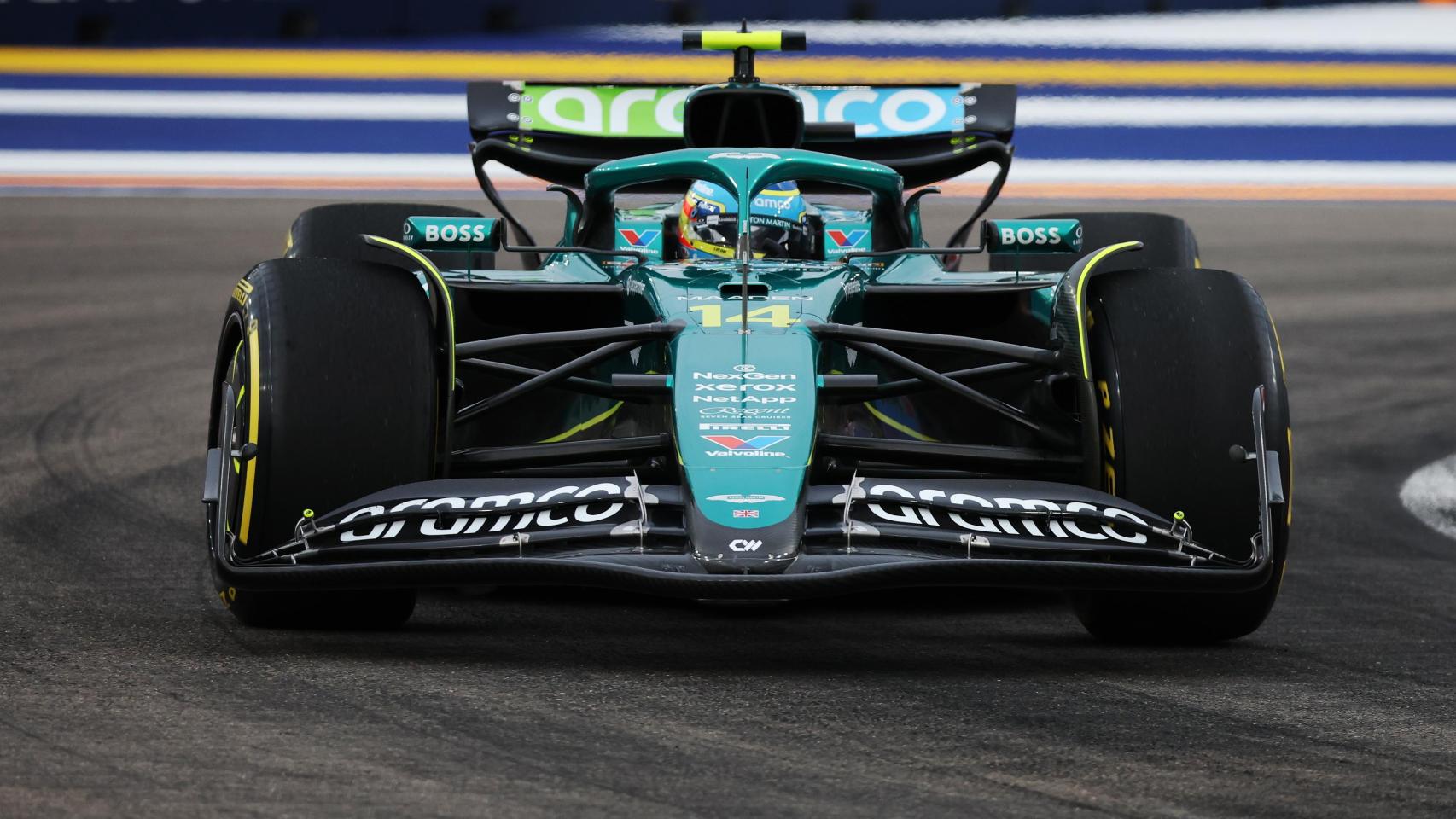 Fernando Alonso, durante la clasificación del GP de Singapur.
