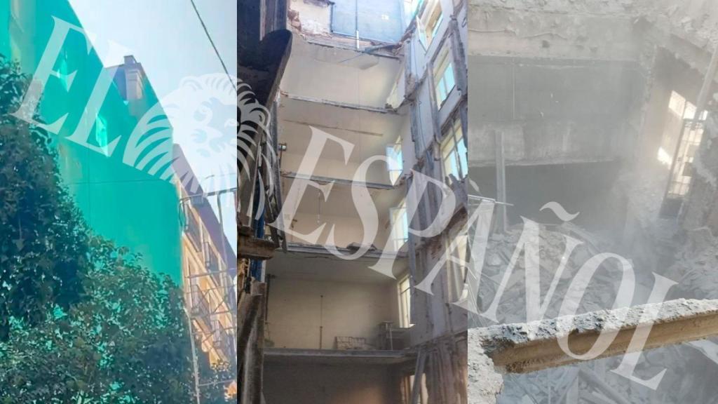 El interior del edificio derrumbado en el centro de Madrid: así quedó tras caer los forjados de varios pisos