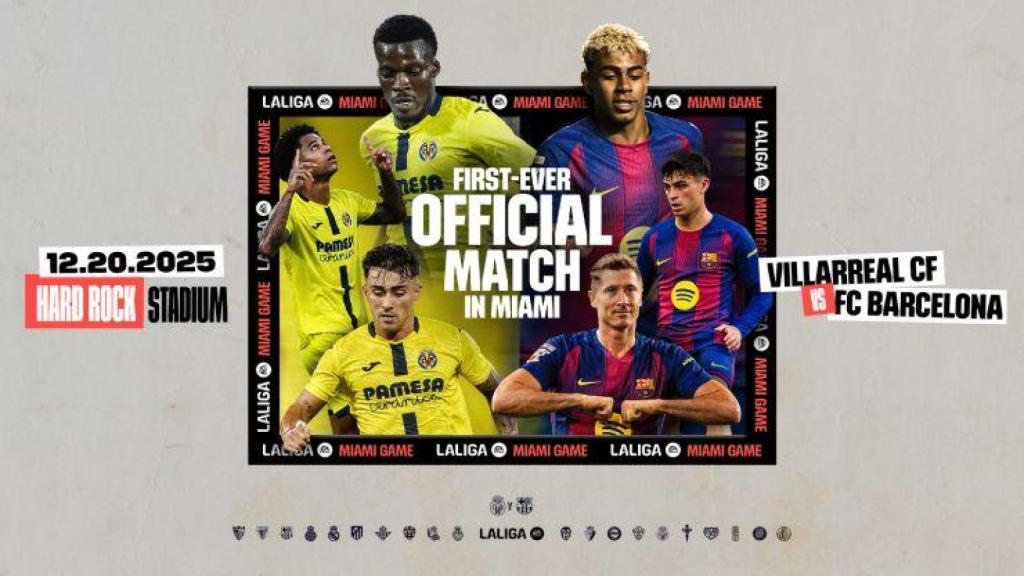 Cartel oficial de LaLiga para el Villarreal - Barça en Miami