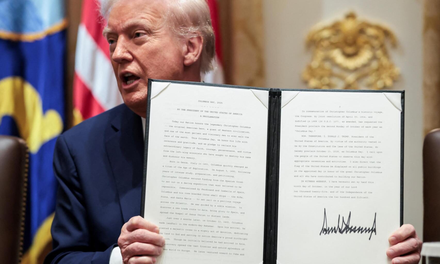 Trump declara el "Día de Colón" el 13 de octubre y carga contra el "borrado de la Historia": "Hemos vuelto, italianos"