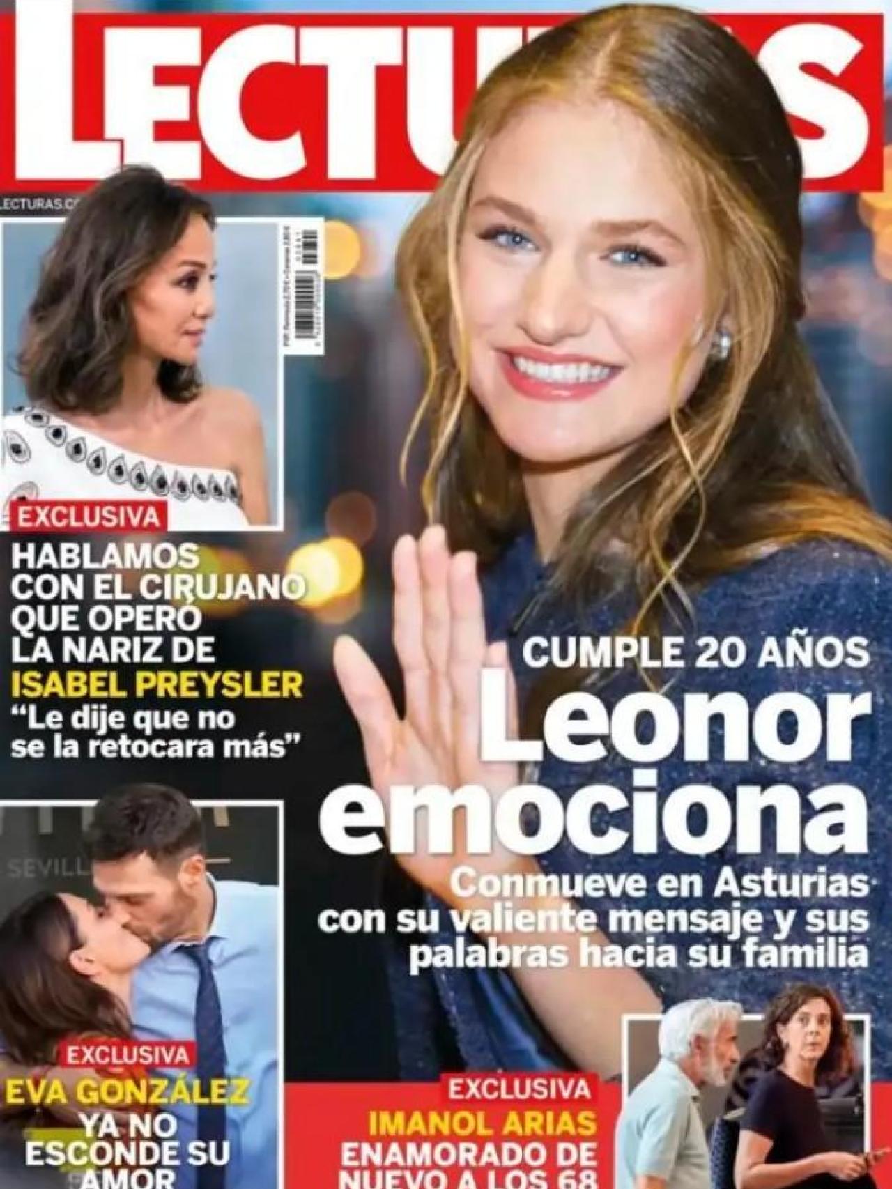 La portada de la revista 'Lecturas', donde se ve el beso entre la pareja.