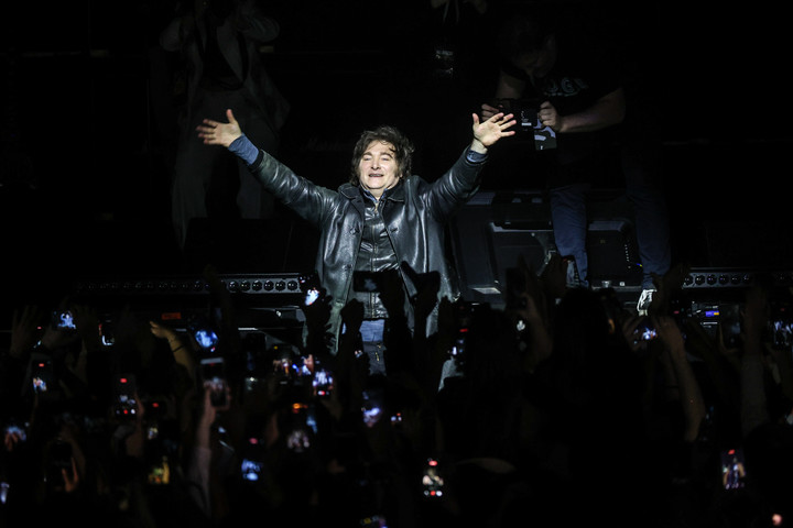 Presentación del libro "La Construcción del Milagro" del presidente Javier Milei, en la ciudad de Buenos Aires, el 6 de octubre de 2025. Foto Cristina Sille / Clarín