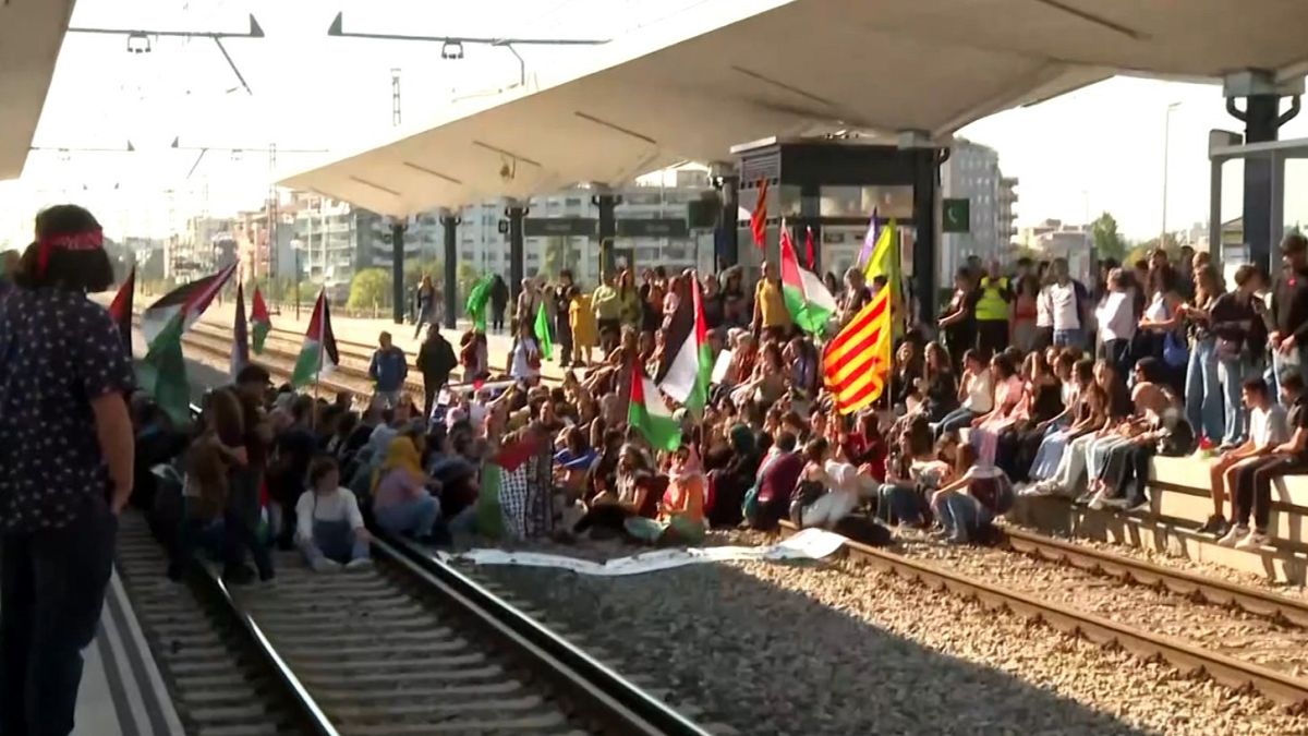 Miles de personas se manifiestan en toda España en la huelga general por Palestina