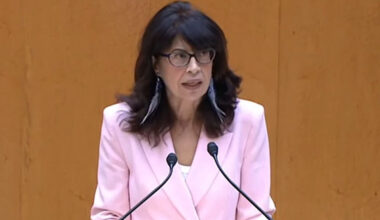 La ministra de Igualdad, Ana Redondo, durante su intervención en el Senado