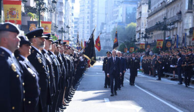 El ministro del Interior, Fernando Grande-Marlaska, en la celebración de los actos centrales del Día de la Policía, en Vigo