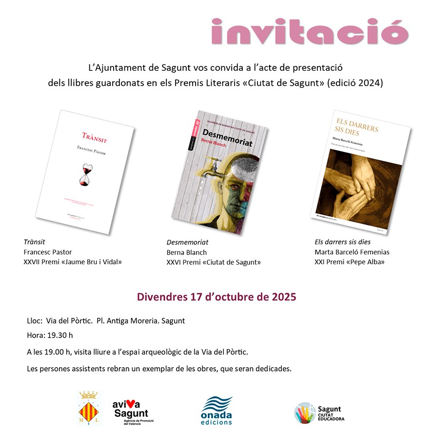 Sagunto presenta los libros galardonados en los premios literarios Ciutat de Sagunt de 2024