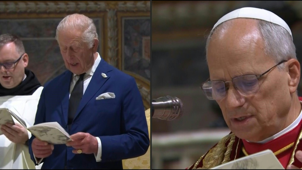 El papa León XIV reza junto al rey Carlos III en un oficio inédito desde el cisma anglicano