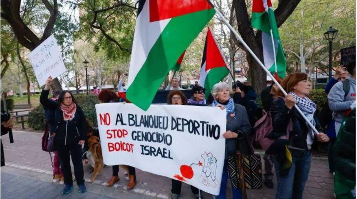 Protestas propalestinas la temporada pasada fuera de La Fonteta.