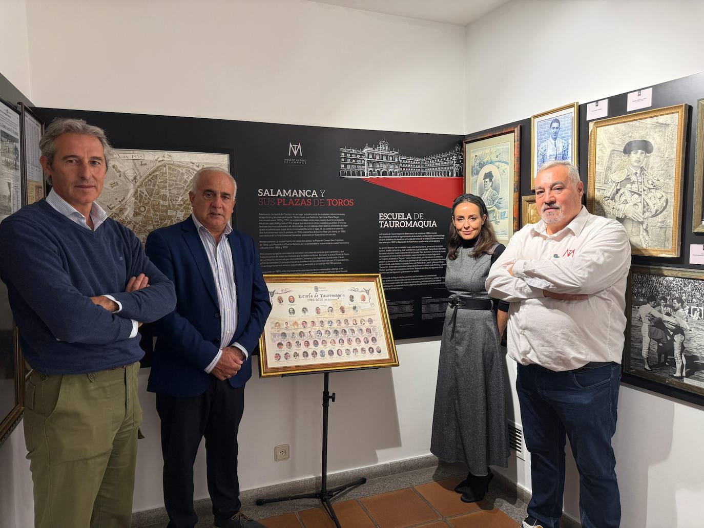 José Ignacio Sánchez, Jesús María Ortiz, Carmen Seguín y Pablo del Castillo, en el Museo taurino.