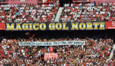 Un sábado de reivindicaciones en Gol Norte con nombre propio: Juanma Moreno, Sandra Peña y Javier Tebas