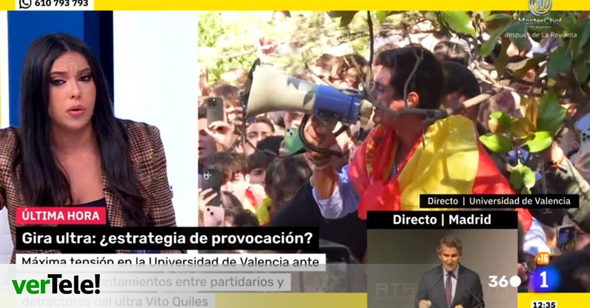 Sarah Santaolalla critica en RTVE a la Policía por su laxitud con Vito Quiles y el sindicato Jupol la llama "cuñada"