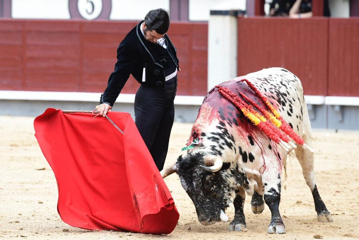 MADRID (ESPAÑA), 12/10/2025.- El diestro Morante de la Puebla participa en el festival benéfico pro monumento Antoñete este domingo en la plaza de Las Ventas en Madrid. EFE/ Víctor Lerena