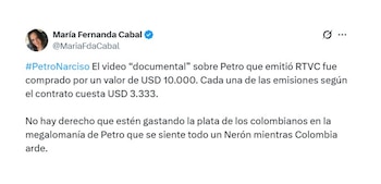 La senadora María Fernanda Cabal