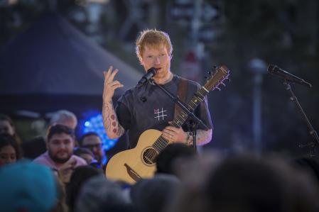 Singer-songwriter Ed Sheeran performs during 