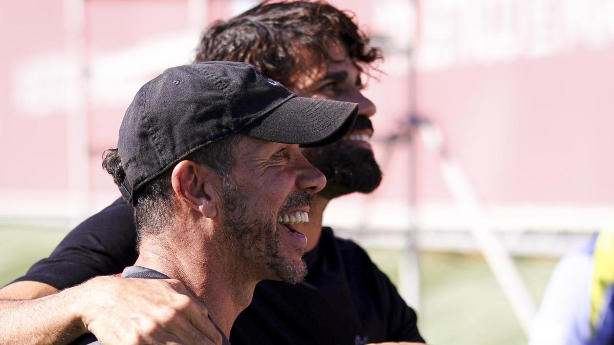 Triple y especial visita en el entrenamiento del Atlético