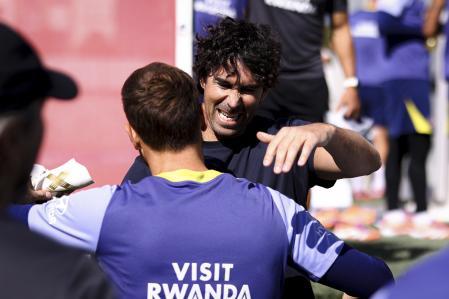 Tiago Mendes, en el entrenamiento del Atlético de Madrid.