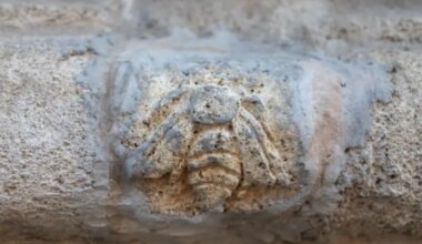 Un escultor clandestino incrusta una abeja de piedra en una fachada del Pilar de Zaragoza