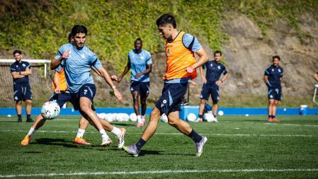 Gorrotxategi, Soler, Sadiq, entrenamiento de la Real Sociedad en Zubieta