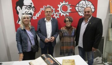 La presentación de la restauración de los libros tuvo lugar en el archivo del Castell de Concabella. - C.MARSIÑACH