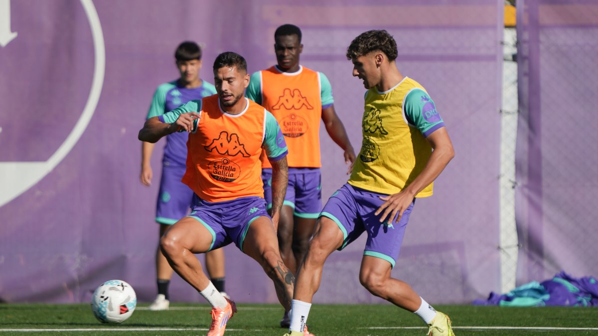 Javi Sánchez, durante el entrenamiento de este miércoles.