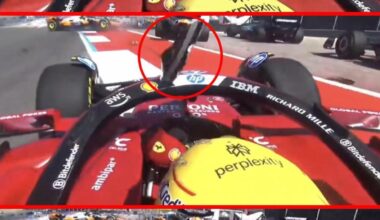 Una pieza casi impacta en la cabeza de Lewis Hamilton en la salida de Austin