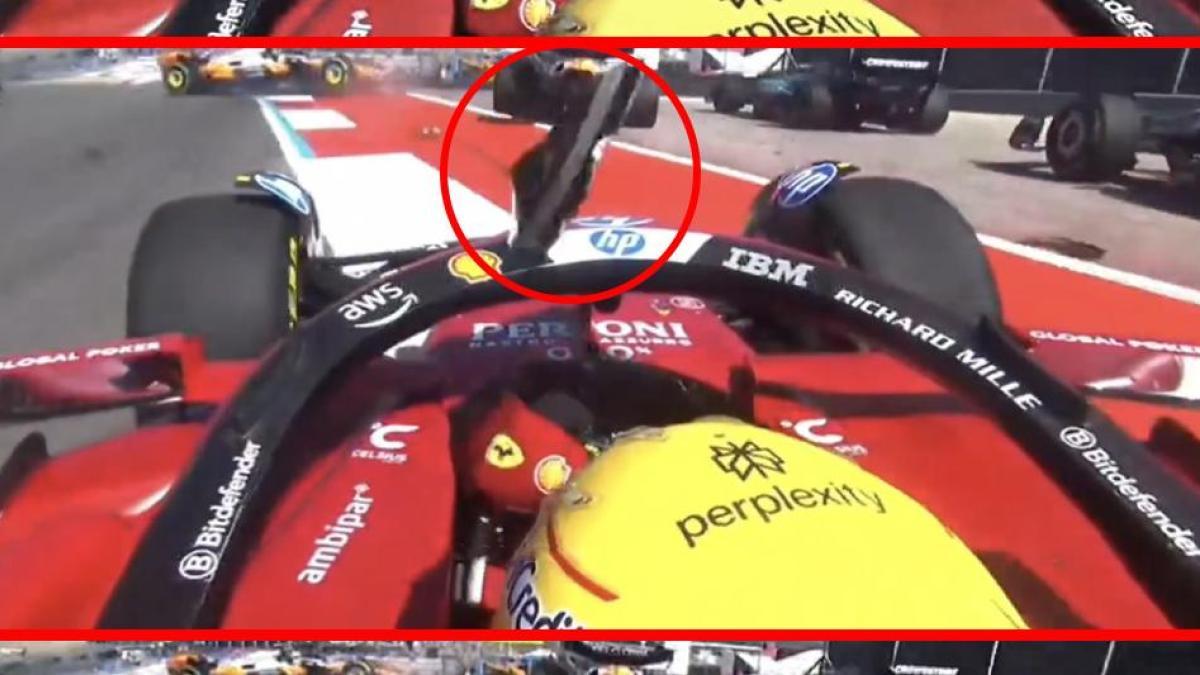 Una pieza casi impacta en la cabeza de Lewis Hamilton en la salida de Austin