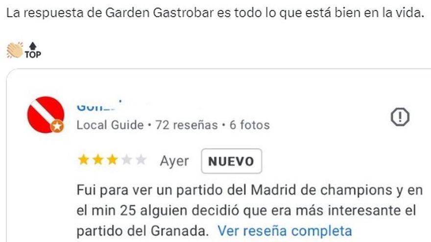 Se queja de que no ponen el partido del Real Madrid y el bar se corona con la respuesta