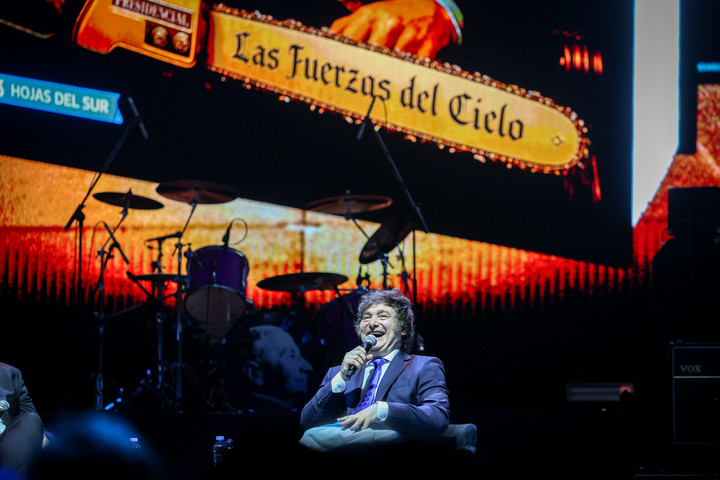 Presentación del libro "La Construcción del Milagro" del presidente Javier Milei, en la ciudad de Buenos Aires, el 6 de octubre de 2025. Foto Cristina Sille / Clarín