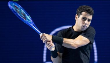 Munar, durante el partido ante Felix Auger-Aliassime.