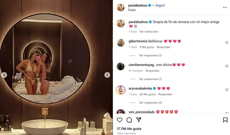 Badosa viajó con Sabalenka a Dubái y mostraron fotos de su estadía en Instagram