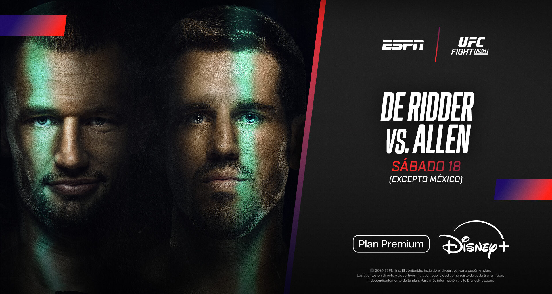 ESPN KNOCKOUT trae a DISNEY+ el UFC desde Canadá, con De Ridder frente a Allen en la estelar   