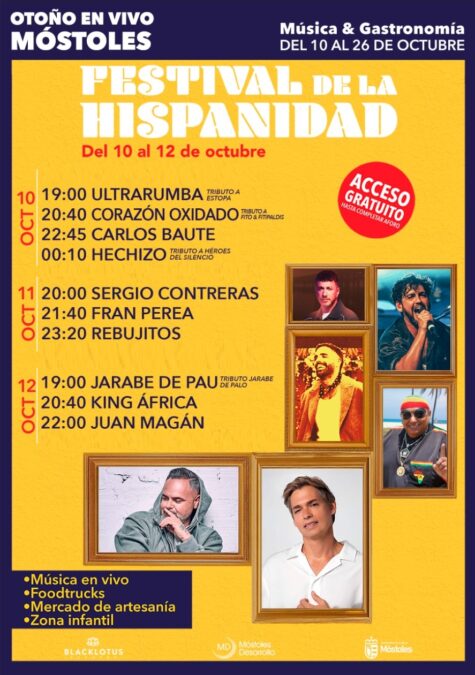 Qué hacer gratis este fin de semana en Móstoles: conciertos por la Hispanidad y Feria del Libro y más