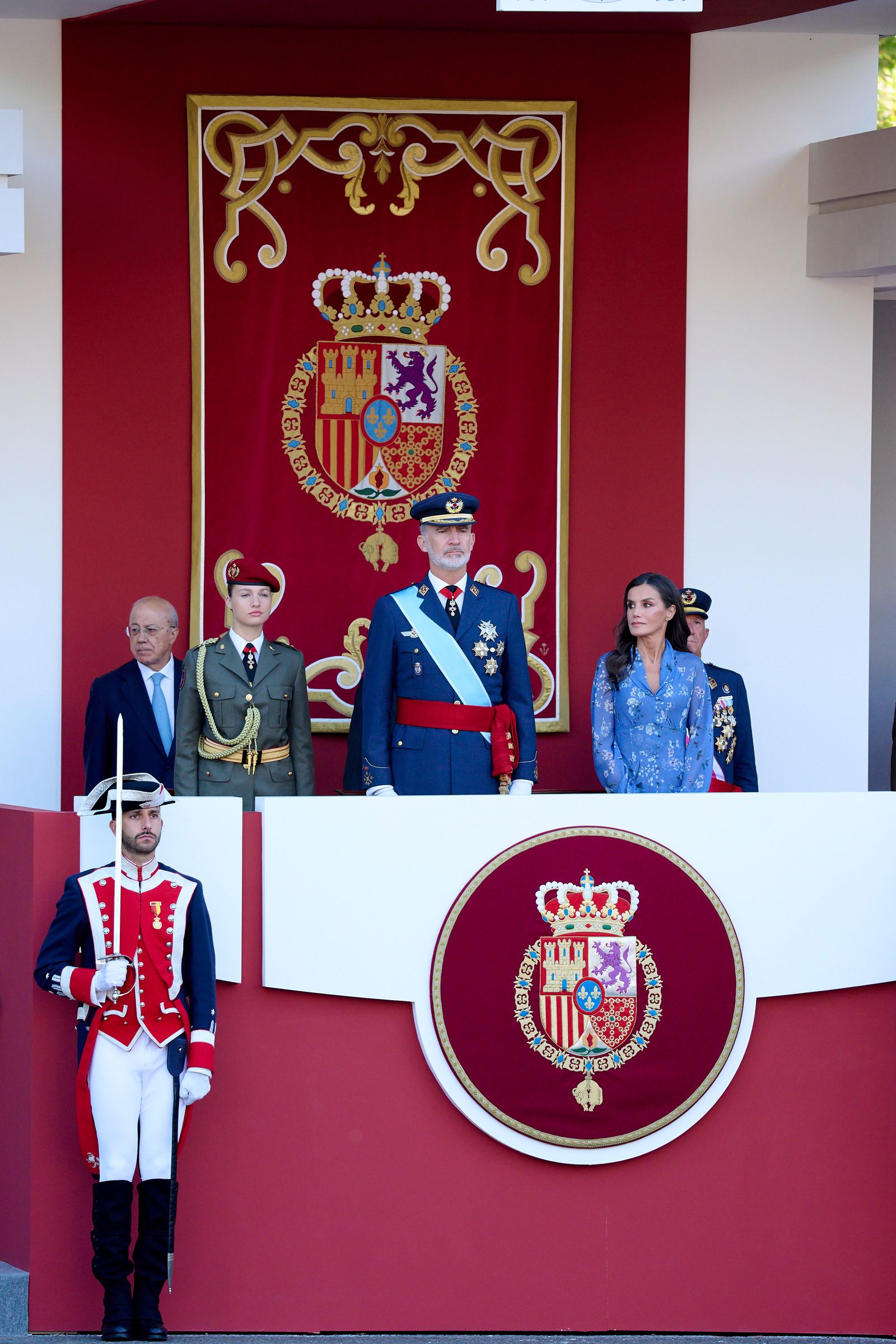 MADRID SPAIN  OCTOBER 12  Crown Princess Leonor of Spain King Felipe VI of Spain and Queen Letizia of Spain attend the...