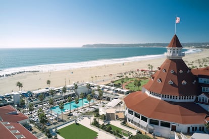 Una vista aérea del hotel del Coronado, en la isla del mismo nombre, en San Diego, California.