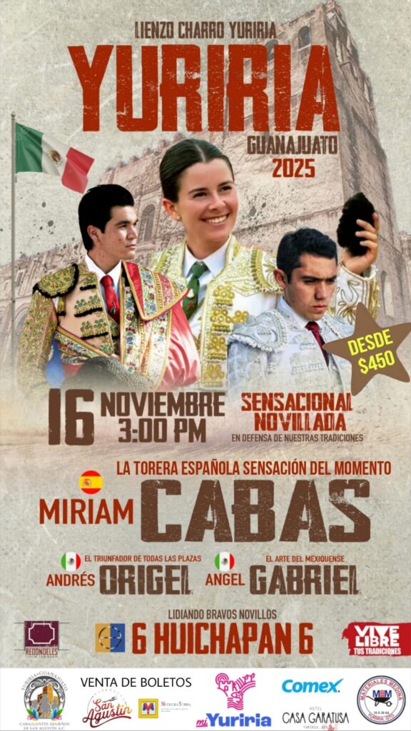 Triunfadora española Miriam Cabas toreará en Yuriria este 16 de noviembre.