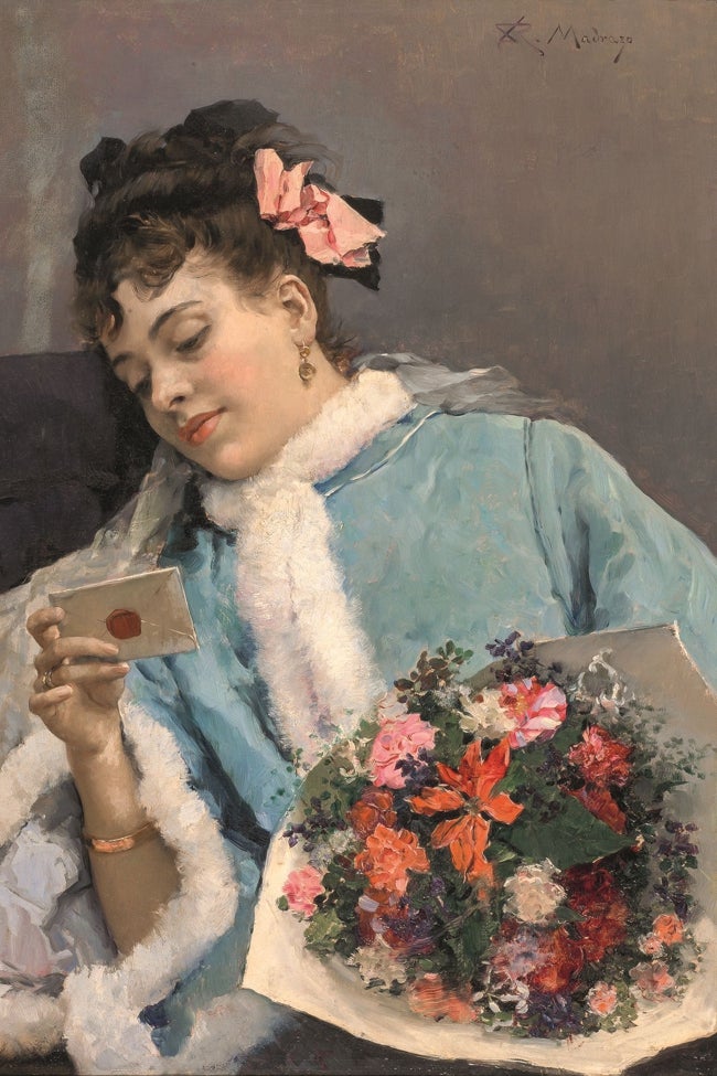 'Felicitación de cumpleaños', pintado por Raimundo de Madrazo y Garreta hacia 1880.