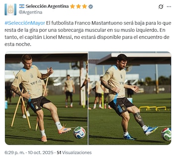 Mastantuono fue desafectado y Messi