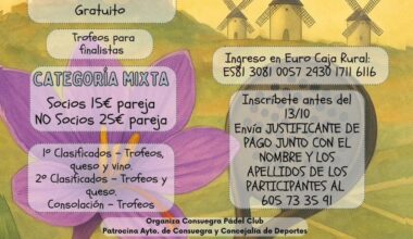Torneo Mixto Pádel Rosa del Azafrán Consuegra 2025 (del 17 al 19 de octubre)
