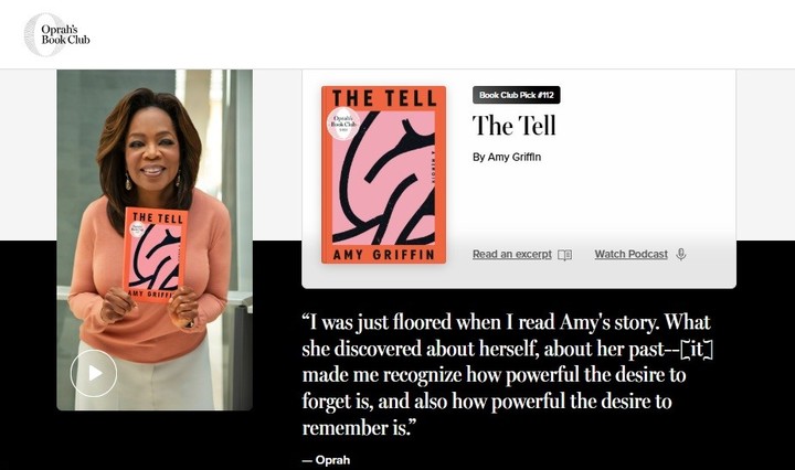 "Me quedé impresionada cuando leí la historia de Amy", se puede leer en la web del club de lectura de Oprah Winfrey. Foto: captura.