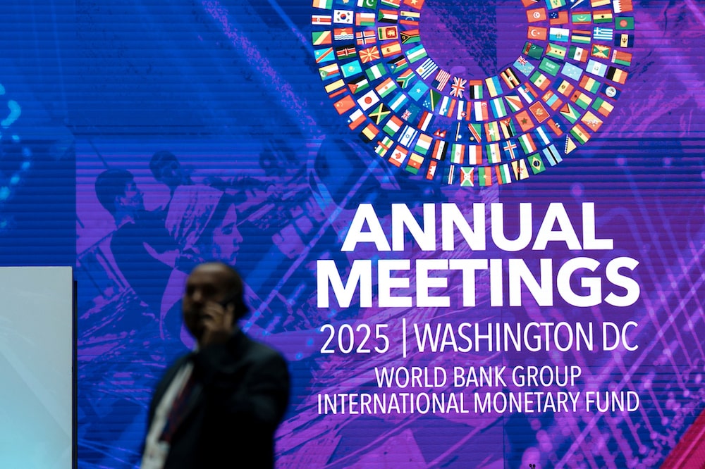 Behind the scenes during the 2025 Annual Meetings of the World Bank Group and International Monetary Fund in Washington, DC, on October 13, 2025. Behind the scenes during the 2025 Annual Meetings of the World Bank Group and International Monetary Fund in Washington, DC, on October 13, 2025.