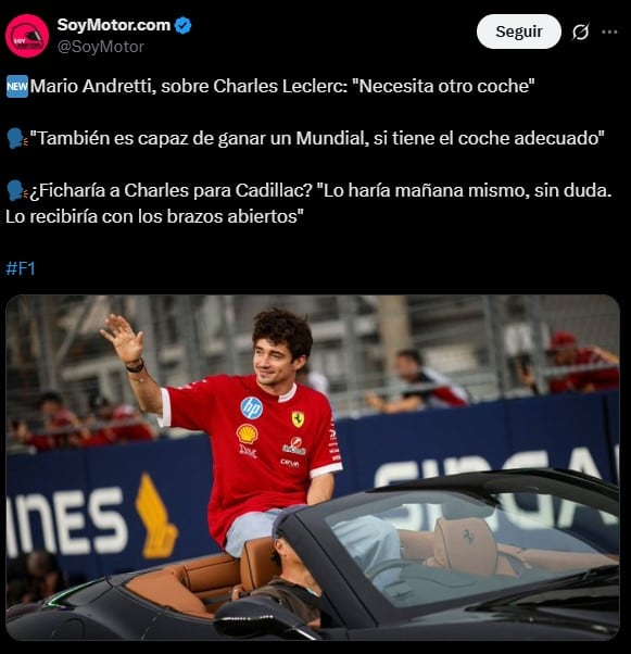 Cadillac confirma interés por Charles Leclerc