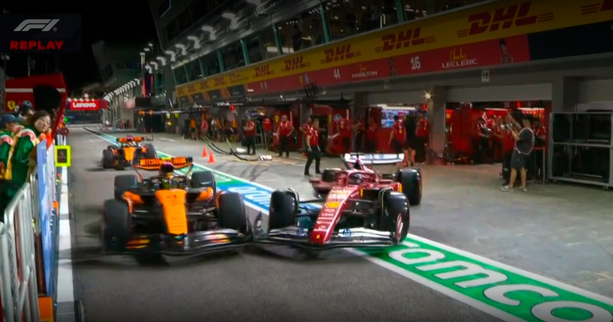 El insólito choque entre Charles Leclerc y Lando Norris en los boxes del GP de Singapur: “Hubo cierta confusión”