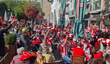 La afición del Athletic sí es de Champions: exhibición de apoyo al equipo en Dortmund