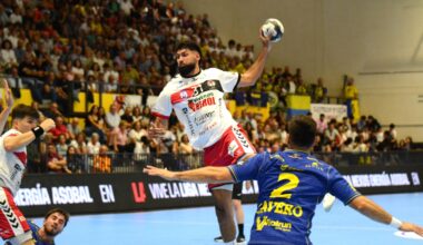 Lilian Pasquet busca el lanzamiento en un instante del encuentro entre Viveros Herol Nava y Bidasoa Irun./AMADOR MARUGÁN