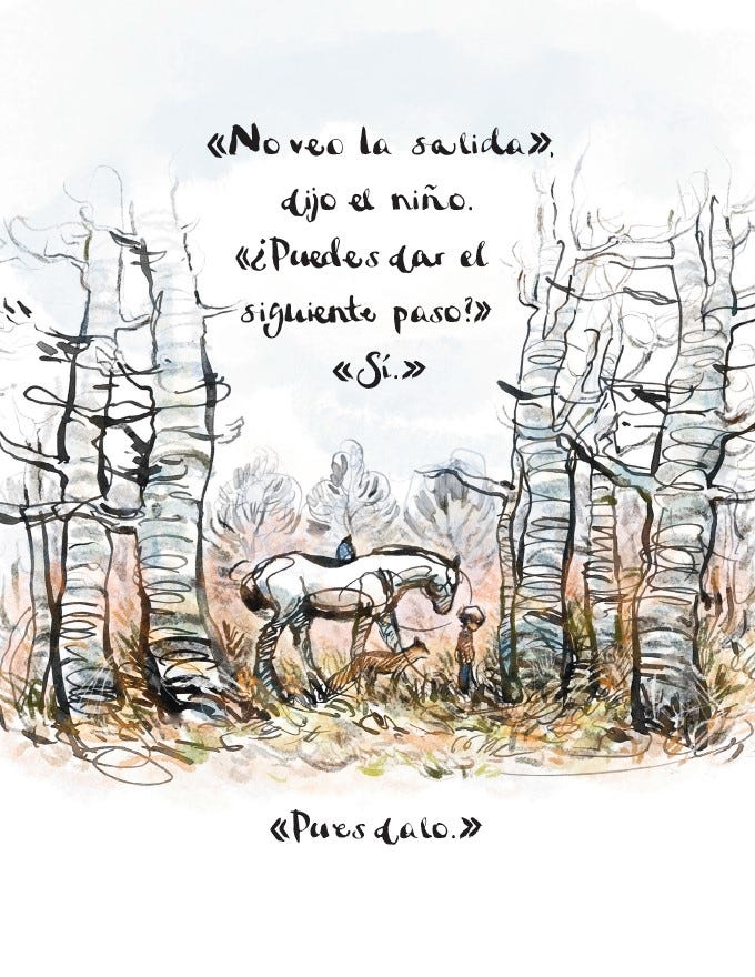 ilustracion recuerda siempre: el niño, el topo, el zorro, el caballo y la tormenta charlie mackesy