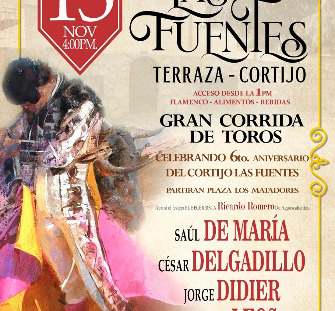 Anuncian corrida mixta para el VI Aniversario Del Cortijo “Las Fuentes” a celebrarse el 15 de noviembre – suertematador.com